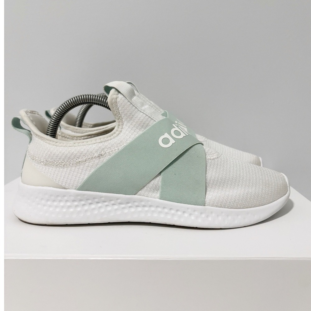 Adidas Puremotion Adapt Slip0on Sneakers Womens 8 White Mint Laceless Running